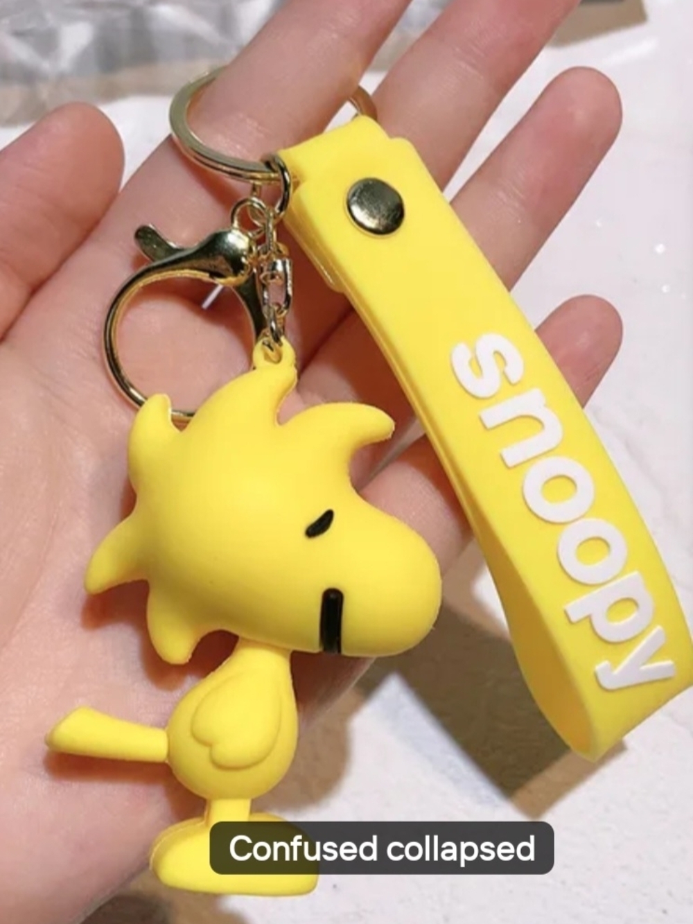 Yellow Cartoon Character Keychain with Silicone Strap